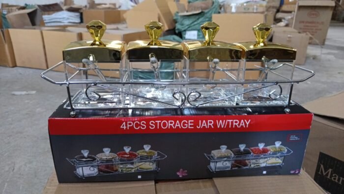 Storage Jar Set One Set With 4 Jars With Lids, Tray & 4 Spoon For Coffee, Tea, Sugar For Storage Jar With Tray For Home Kitchen - Image 6