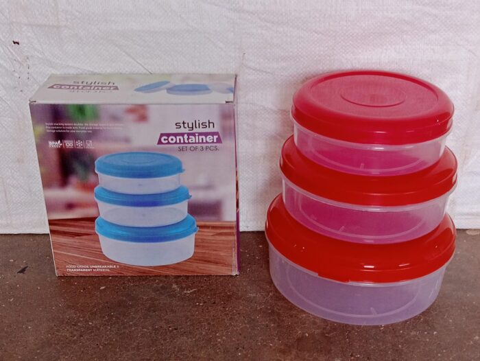 Heavy Plastic Material Stackable & Reusable Classic Round Plastic Big Storage Container Box For Kitchen & Home Organization (Pack Of 3) - Image 7
