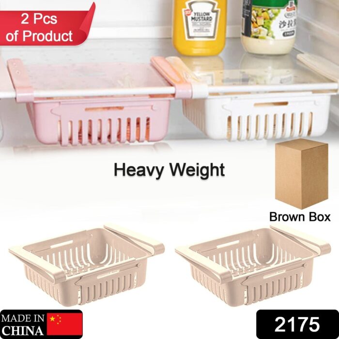 Expandable Adjustable Multipurpose Fridge Storage Basket ( 2 Pc ) - Image 2