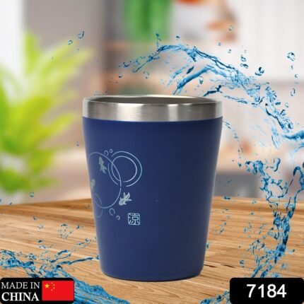 7184 Stainless Steel Drinking Glass for Water, Milk Tea Coffee Lassi Glass Tumbler  Premium Blue Glass