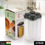 0764B Plastic Lock Food Storage 4 Section Container Jar for Grocery, Fridge Container.