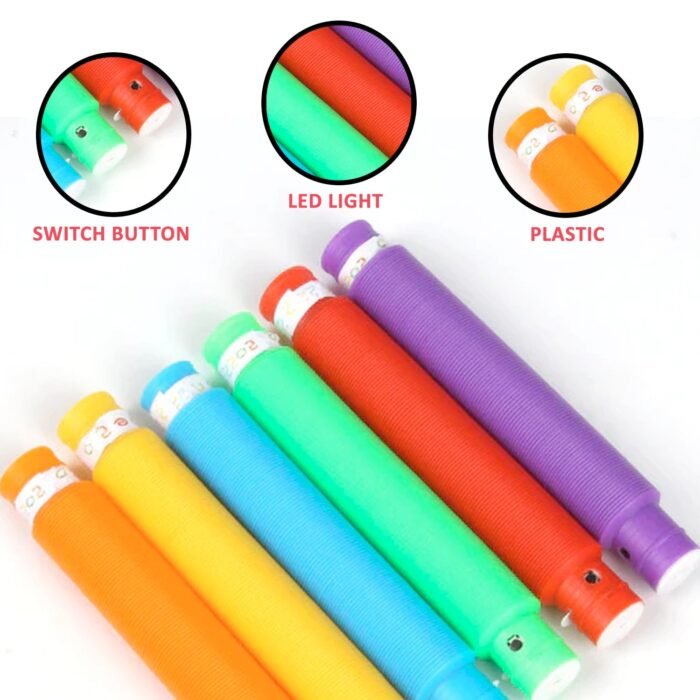 8055 Mini Pop Tubes, Colourful Tubes Sensory Toys Stretch Pipe Toy Fidget Tube Toys Pull Tubes Fidget Toys Sensory Stretch Tubes Fun Tubes for Autism Children Kids Adult Reduce Anxiety (pack of 12)