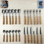 Stainless Steel Cutlery Set with Wooden Finish Handle (24 Pc Set)