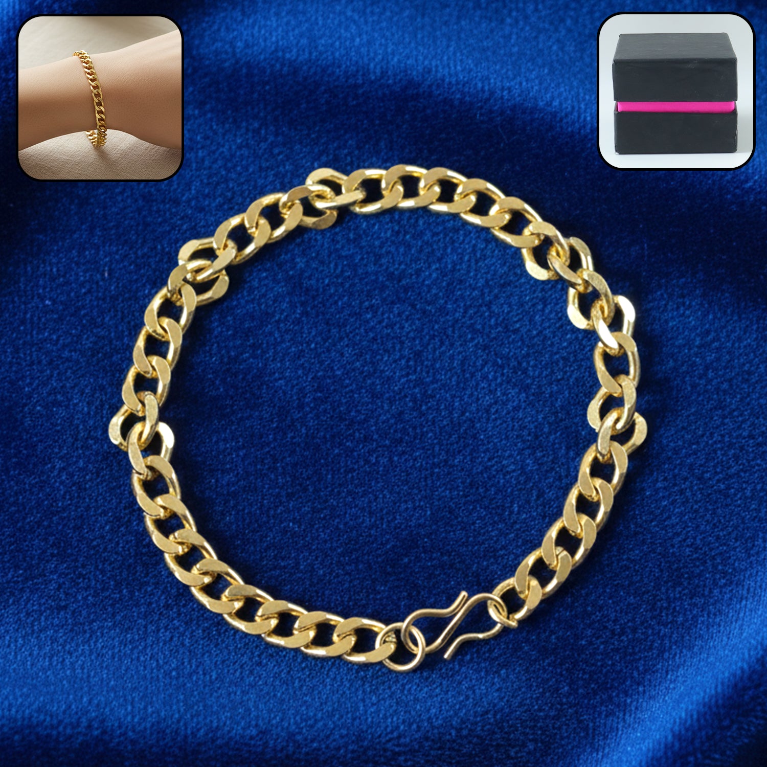 01_1a120971-72b8-4282-88ad-03b725a44e2e Classic Gold Finish Chain Link Bracelet for Men and Women (1 Pc) - Image 1