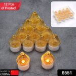 12Pcs Flameless LED Tea Light Candles for Home & Event Decor, Diwali - Image 2