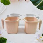 Plastic Square Bath Water Mug (4 Pc / 1000 ML / Mix Color) - Image 2
