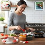 Plastic 5 Compartment Spice Storage Box With Spoons
