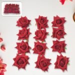 Flower Rose Hair Pin/Clip – Velvet Flower Design (12 Pcs Set, Red Color) - Image 4