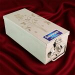 Premium Stainless Steel Velvet Lined Jewellery Storage Box with Lock and Red Interior - Image 6