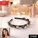 Elegant Pearl & Floral Designer Hairband for Women & Girls 1 Pc - Image 2