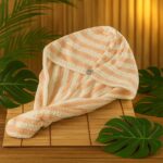 Soft Microfiber Hair Drying Towel Wrap with Cute Teddy Bear Button (1 Pc) - Image 4