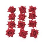 Flower Rose Hair Pin/Clip – Velvet Flower Design (12 Pcs Set, Red Color) - Image 5