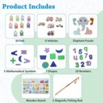 Wooden Number Puzzle Match Board and magnetic rod - Image 3