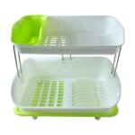 Prexo 2 Layer Kitchen Dish Drying Rack with Drain Tray (1 Set) - Image 4