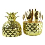 Stainless Steel Golden Cutlery Set with Pineapple Storage Stand (24 Pc Set) - Image 4