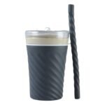 Swirl Design Drinking Tumbler Cup with Lid and Straw (1 Pc) - Image 4