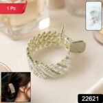 Premium Pearl Studded Metal Hair Claw Clip (1 Pc) - Image 2