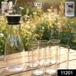 Prexo Plastic Water Jug and Drinking Glass Set (1 Jug 1000ML, 6 Glasses 300ML) - Image 2