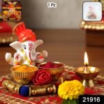 Decorative Lord Ganesha Pooja Thali Set (1 Pc) - Image 2