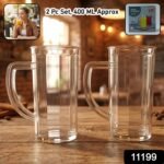 Prexo Plastic Shake Mug Glass with Handle (2 Pc Set, 400 ML Approx) - Image 2