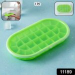 Premium Oval Silicone Ice Cube Tray with Lid (1 Pc) - Image 2