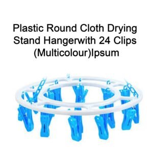 Plastic Round Cloth Drying Stand Hanger with 24 Clips (Multicolour) - Image 7