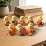 Adorable Mini Monk Buddha Idol Set (8 Pc)