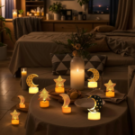 Decorative Moon Shaped Flameless LED Candles (4 Pc) - Image 3
