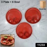 Multipurpose Serving Plate and Bowl Set 3 Plate 6 Bowl (Mix Color) - Image 2