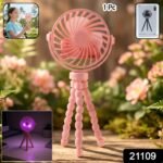 Portable Rechargeable LED Light Fan with Flexible Tripod Stand (1 Pc) - Image 2