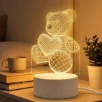 3D Teddy Bear LED Night Lamp – Soft LED Desk Light with Heart Design (1 Pc) - Image 3