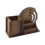 Wooden Desk Organizer Pen Stand With Rotating Calendar Wheel (1 Pc) - Image 4