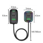 RGB Breathing Light Multi Port Car USB Charger (1 Set, 1.5M) - Image 6