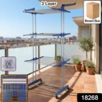 3 Layer Foldable Clothes Drying Stand Rack with Wheels (1 Pc) - Image 2
