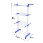 3 Layer Foldable Clothes Drying Stand Rack with Wheels (1 Pc) - Image 6