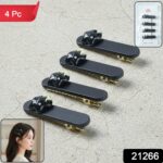 Cute Cat Design Premium Matte Finish Hair Clips (4 Pc) - Image 2