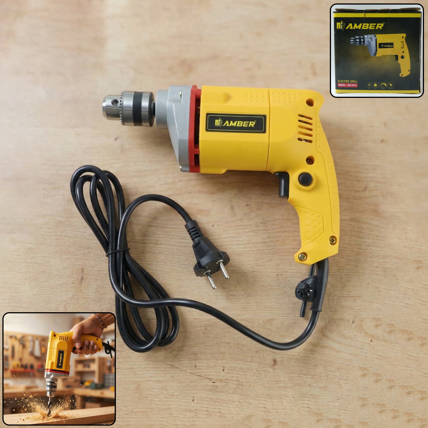 ElectricDrillMachine-WOSKU-01.jpg Amber Electric Drill AM2310 350W 1 Pc - Image 1