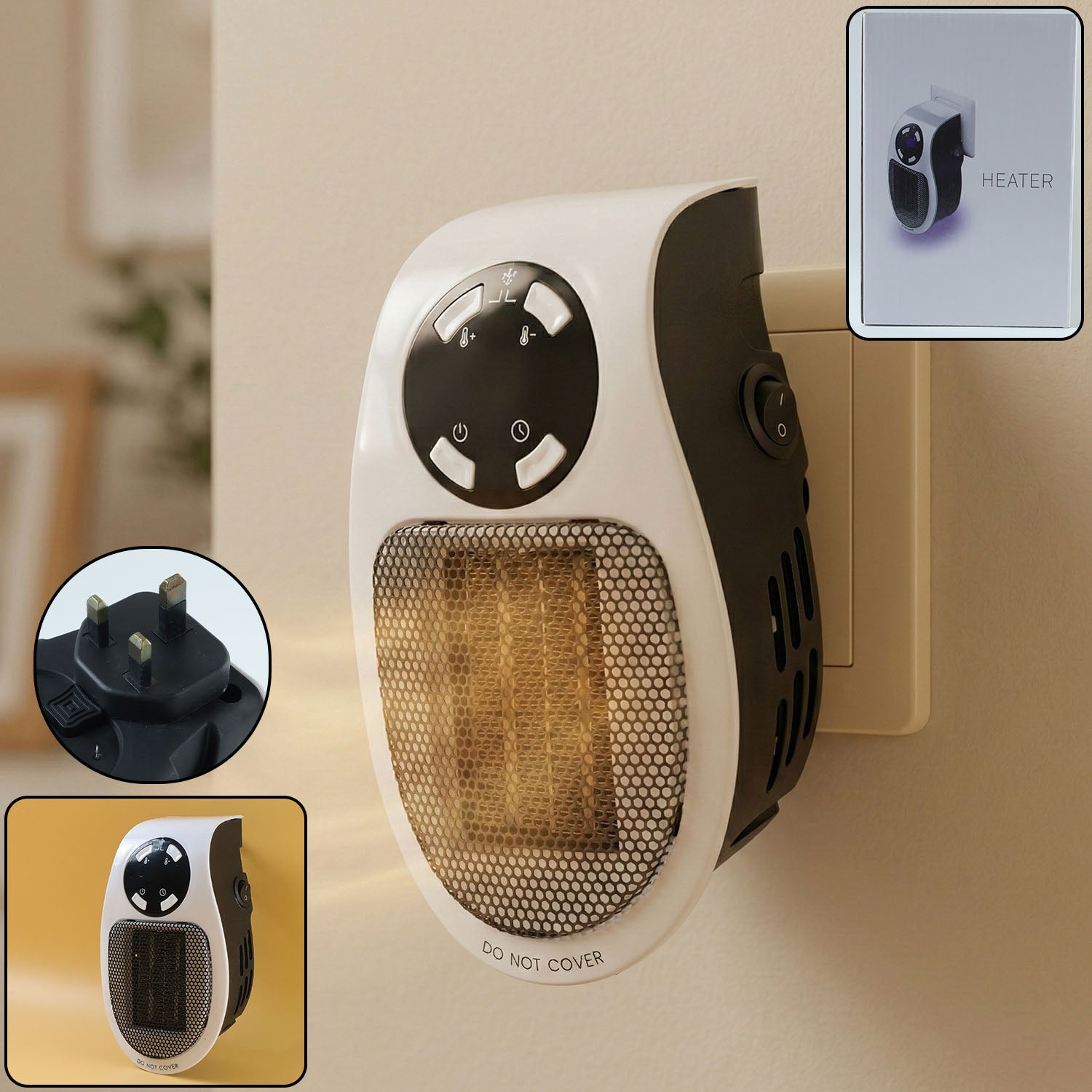 ElectricHeater-WOSKU-01 500W Portable Wall Plug Room Heater Compact Electric Space Heater - Image 1