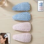 Textured Fabric Snap Hair Clips Set (4 Pc)