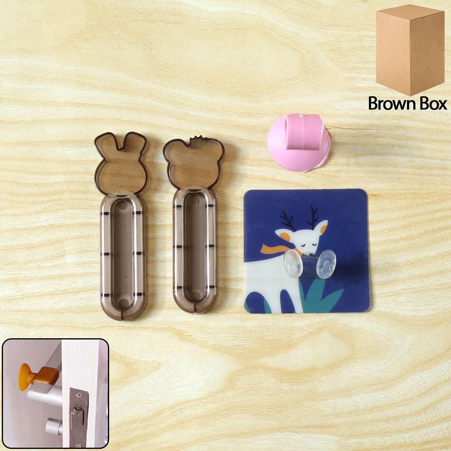 HomeImprovementcombo-WOSKU-01 3 In 1 Cartoon Animal Door Stopper Set (1 Set) - Image 1