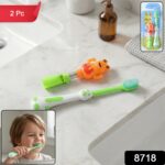 Kids Cartoon Spring Frog Toy With Toothbrush Set (2 Pc Set) - Image 2