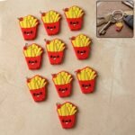 Cute French Fries Shap Bag Charm Keychain Set (10 Pc)