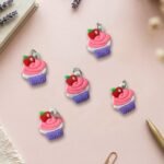 Cute Cupcake Shape Bag Charm Keychain Set (10 Pc) - Image 5