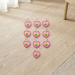 Cute Heart Flower Design Bag Charm Keychain Set (10 Pc) - Image 7
