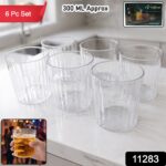 Premium Transparent Drinking Glass Set (6 Pc Set, 300 ML Approx) - Image 2