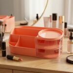 Multipurpose Makeup Organizer Storage Box (1 Pc, Pink Color) - Image 5