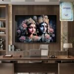 Premium Radha Krishna Royal Artistic Wall Frame (1 Pc, 89x58 Cm)