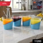 Prexo Stylish Grip Base Plastic Selo Glass (4 Pc, Set 300 ML Each) - Image 2