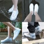 Waterproof Silicone Shoe Cover White Color (1 Pair, Medium Size) - Image 3