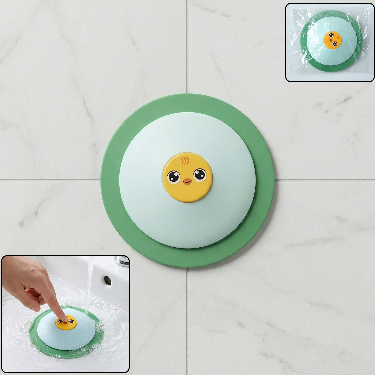 SinkHoleProtector-WOSKU-01.jpg Cute Duck Design Silicone Sink Drain Stopper with Suction Base 1 Pc - Image 1